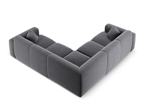 Cosmopolitan Design Hoekbank Nolio 5-zits, flueel donkergrijs - 252x252x72cm