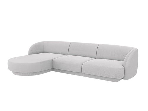 Micadoni Poef Miley 4-zits, boucle lichtgrijs - 156x255x70cm