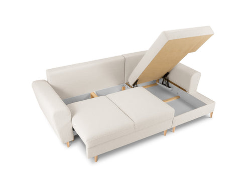 Cosmopolitan Design Converteerbare hoekbank rechts met opbergdoos Kyoto 4-zits, boucle, beige - 145x241x88cm