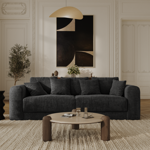 Sia Home - Slaapbank met opbergruimte, notenhout RIO - kruisbinding donker antraciet 250cm