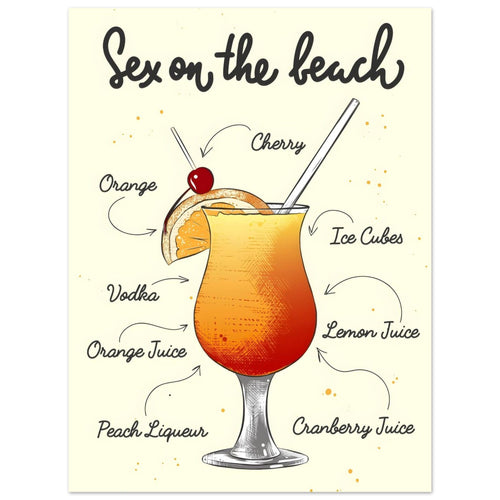 Artfulprints  Sex On The Beach cocktail – Illustratie   poster 30x40 cm - vtwonen shop