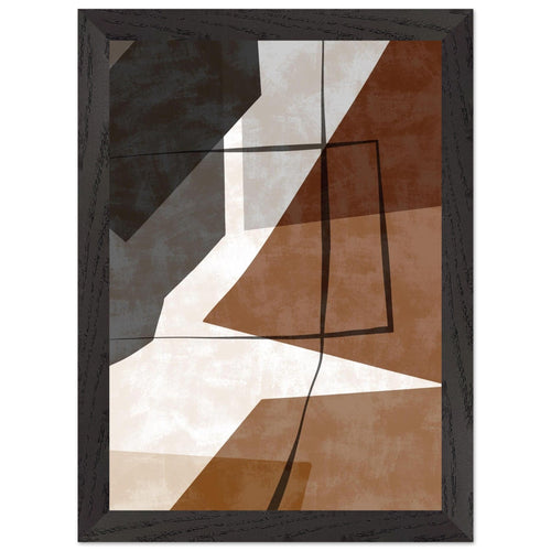 Artfulprints Poster met Lijst Boho – Earth geometry   - A4 21x29.7 cm - Bruin