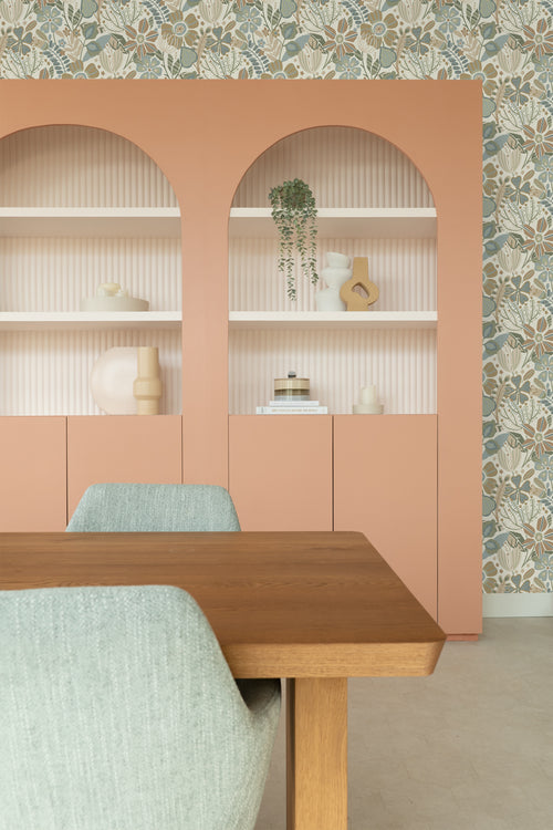 ESTAhome behang bloemmotief beige, blauw en groen - 53 cm x 10.05 m - 139676