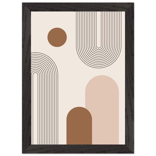 Artfulprints Poster met Lijst Boho – Subtle geometry   - A4 21x29.7 cm - Grijs