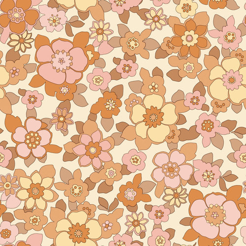 ESTAhome behang retro bloemen oranje en roze - 50 x 900 cm - 131532 - vtwonen shop