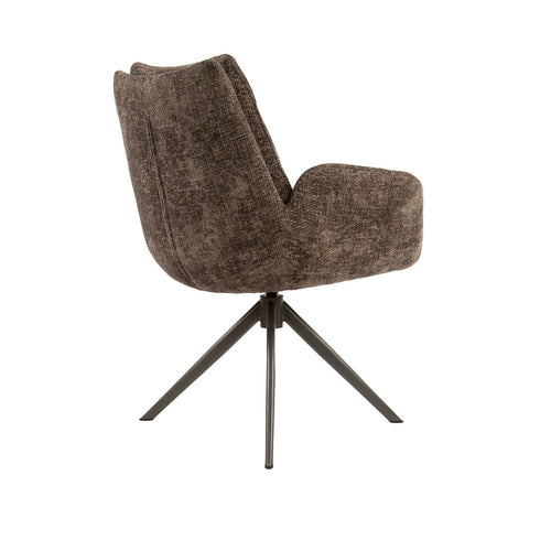 Giga Meubel Armstoel Hoven Taupe/Bruin – Draaibaar – Polyester  - Set van 2