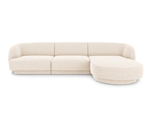 Micadoni rechter hoekbank Miley 4-zits, structurele stof ivoor - 156x255x70cm
