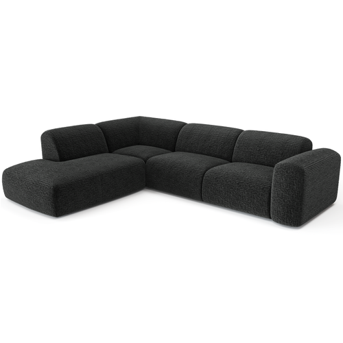 Sia Home - Hoekbanken links MYRA - Fluweel met patroon - Zwart - 269cm