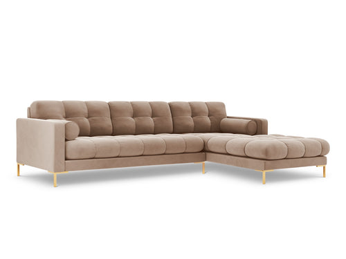 Cosmopolitan Design rechter hoekbank Bali 5-zits, flueel, beige - 185x293x75cm