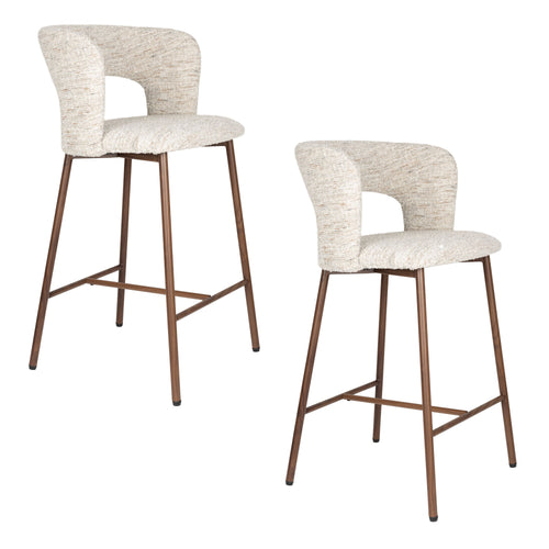 Housecraft Living Chelsea Barkrukken rugleuning 67 cm Beige - Set van 2