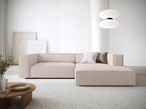 Cosmopolitan Design rechter hoekbank Arendal 3-zits, chenille, beige - 166x224x70cm