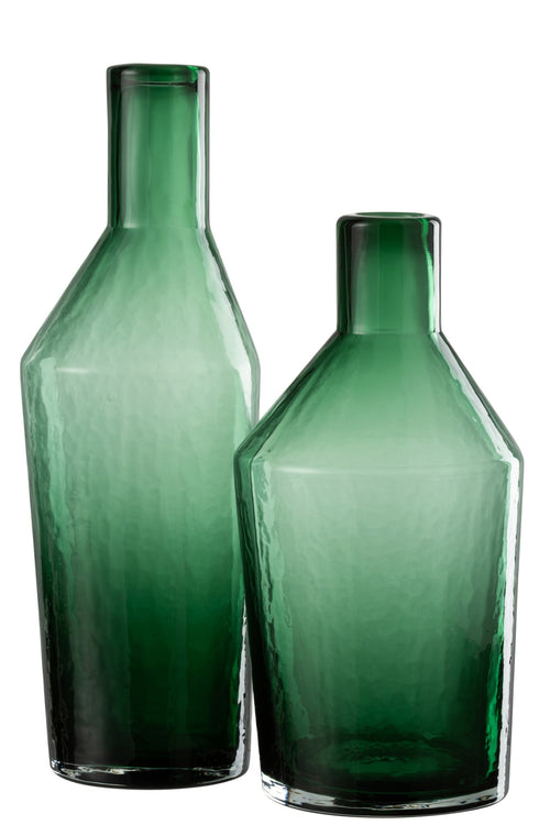 J-Line vaas Fles - glas - groen - large - 35 cm hoog