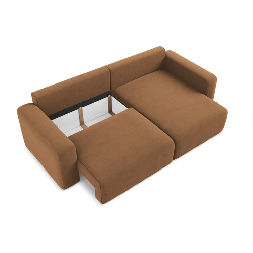 LaMiaSofa hoekbank rechts Ostia - textuurstof - terracotta - 244x149x79
