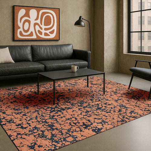 Lola&Moi vloerkleed Indian Blue - goud - 80x150cm