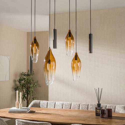 Giga Living Hanglamp Cocoon Pendel - Bruin Glas - 105x40x150cm