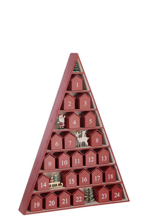 J-Line decoratie Boom Adventskalender - multiplex - rood - vtwonen shop