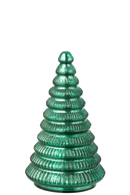 J-Line geurkaars Boom Geribbeld - glas - groen - large