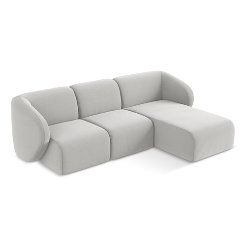 LaMiaSofa hoekbank rechts Cervo - velours - zilver - 248x166x84