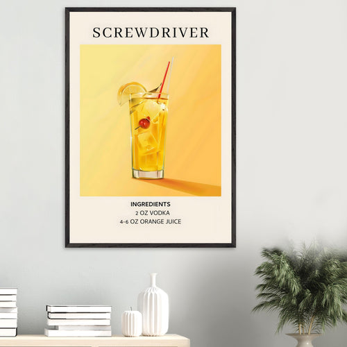Artfulprints Poster Screwdriver cocktail - Ingrediënten   - 50x70 cm - Geel