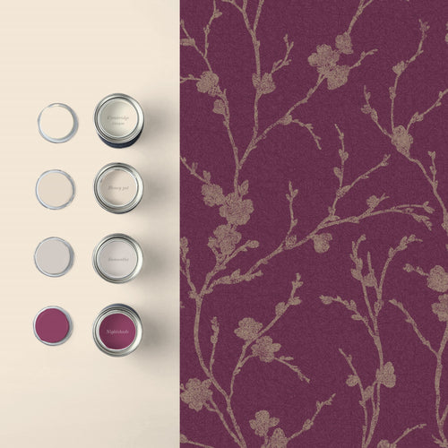 Graham & Brown Vliesbehang - Meiying Mauve - 10mx53cm