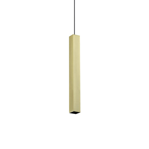 Ideal Lux LOOK 40 cm vierkante superdunne hanglamp voor aan het plafond, messing, 1x GU10 fitting