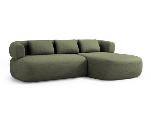 Micadoni rechter hoekbank Jenny 5-zits, chenille groente - 145x225x73cm