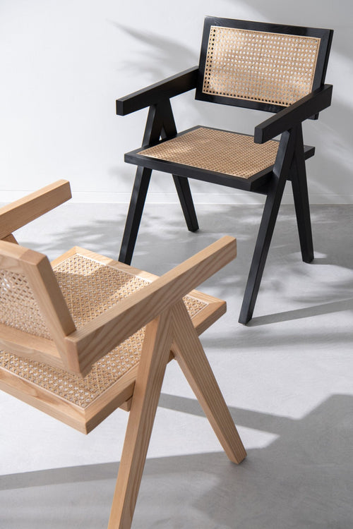 J-Line stoel Rooster - essenhout/rotan - zwart
