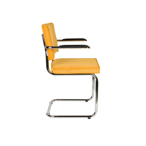 Zuiver Ridge Rib Eetkamerstoelen armleuning Geel - Set van 2