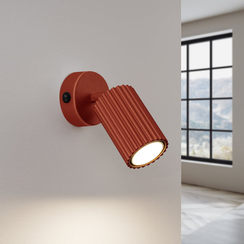 Sollux Lighting Wandlamp KARBON rood oker met schakelaar - 8x8x16cm