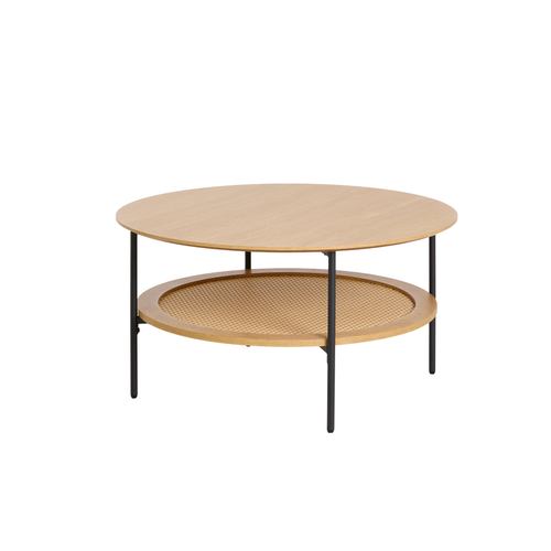 Rebellenclub Salontafel Berley - ¿80 cm - Eiken met Rattan