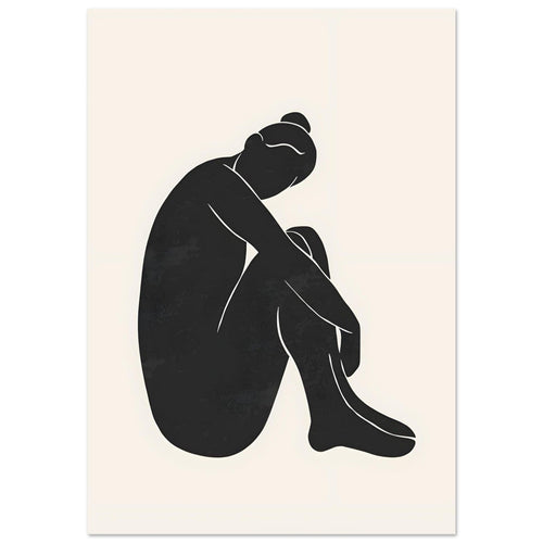 Artfulprints Poster met Lijst Matisse - The shy lady   - 50x70 cm - Zwart / Wit