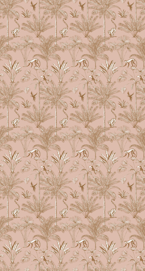 ESTAhome XXL behang jungle-motief perzik roze - 50 x 837 cm - 158943