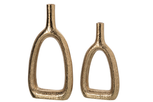 J-Line Solifleurvaas - aluminium - goud - large