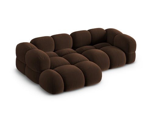 Cosmopolitan Design linker hoekbank Loretto 3-zits, flueel chocolade - 147x250x68cm