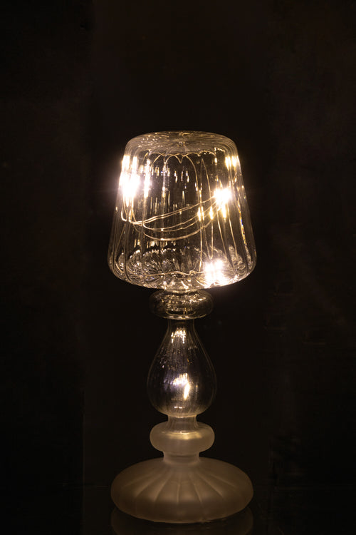J-Line lamp Vorst - glas - transparant - LED lichtjes