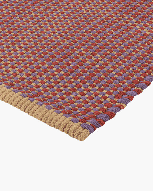 noo.ma handgeweven katoenen deurmat 50-70 cm - terracotta, lila & geel