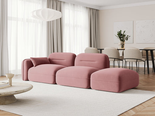 Cosmopolitan Design Rechte modulaire bank Sydney 3-zits, flueel, zalm - 90x295x70cm