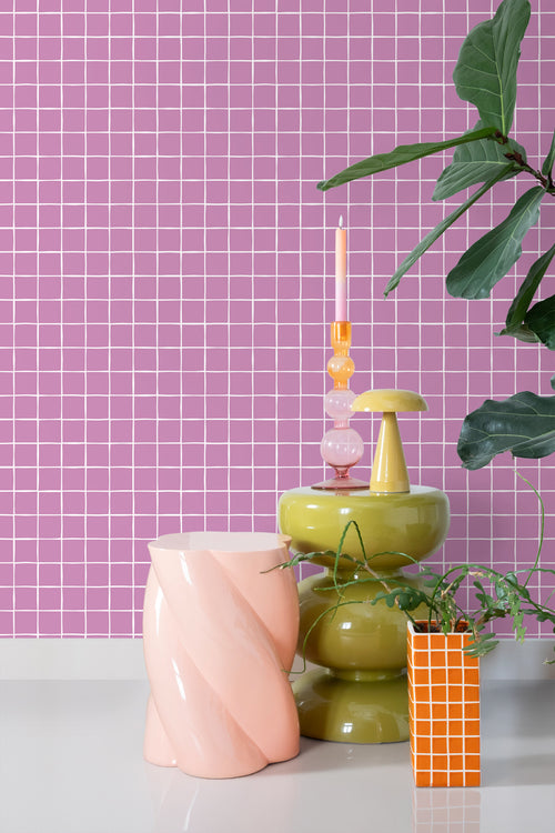 ESTAhome behang geblokt motief paars - 50 x 900 cm - 131269 - vtwonen shop