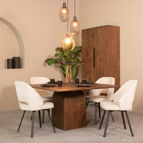 LABEL51 Eettafel Ingo - Donkerbruin Mangohout - 140x140x76cm