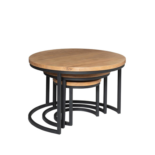 Starfurn Salontafel Dakota - Rond Naturel Hout - Set van 3