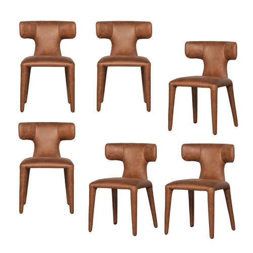 WOOOD eetkamerstoelen Permit - Leerlook - Cognac - Set van 6