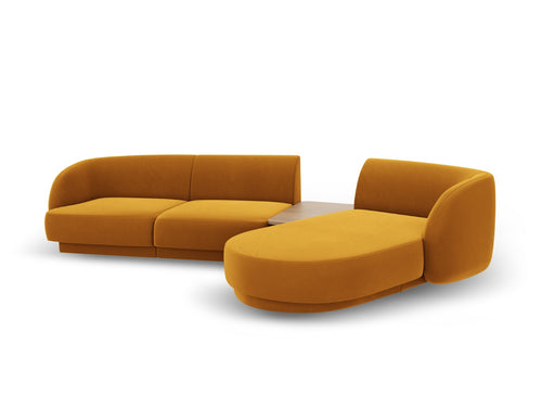 Micadoni - Rechte modulaire bank "Miley" 3 zitplaatsen, flueel, geel - 178x303x70cm
