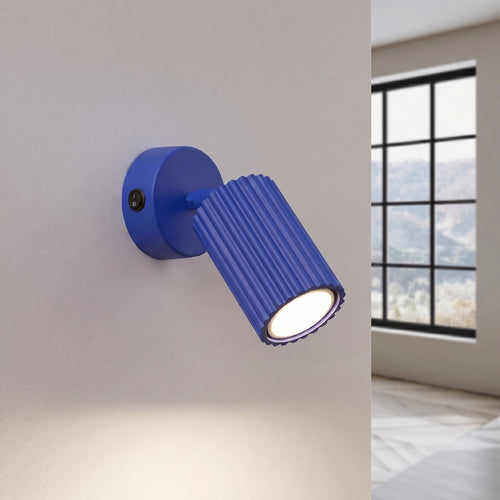 Sollux Lighting Wandlamp KARBON ultramarijn met schakelaar - 8x16x16cm