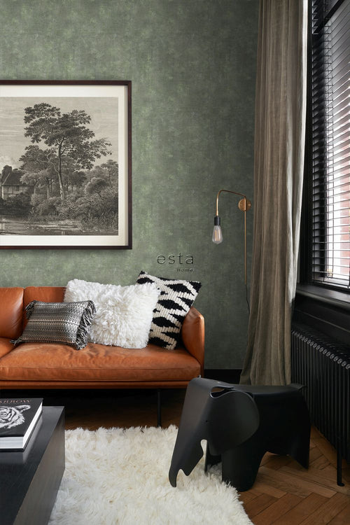 ESTAhome behang betonlook vergrijsd groen - 50 x 900 cm - 148756
