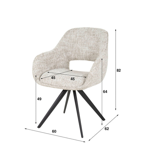 Giga Meubel Eetkamerstoel Spring Eagle - Off-White - Draaibaar - Set van 2
