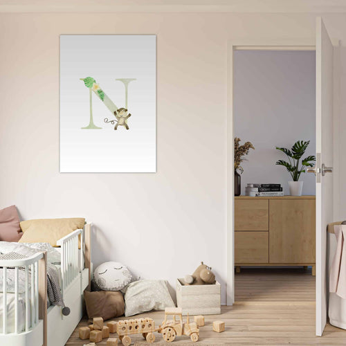 Artfulprints Poster Letter N kindernaam   - A4 21x29.7 cm - Meerkleurig