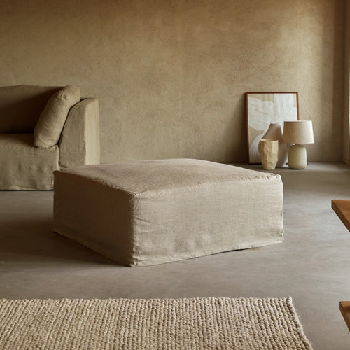 Tikamoon Voetenbank in natuurlijk linnen - Naturel - vtwonen shop