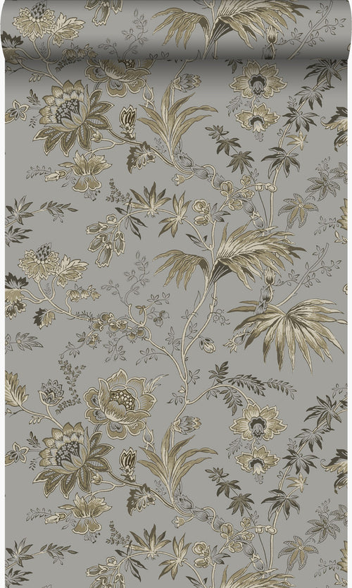 Origin Wallcoverings behang bloemen taupe grijs en bruin - 53 cm x 10,05 m - 326125 - vtwonen shop