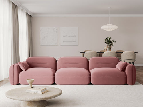 Cosmopolitan Design Modulaire bank Sydney 4-zits, flueel, zalm - 90x320x70cm