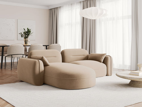 Cosmopolitan Design Modulaire hoekbank links Sydney 3-zits, flueel, zand - 165x230x70cm